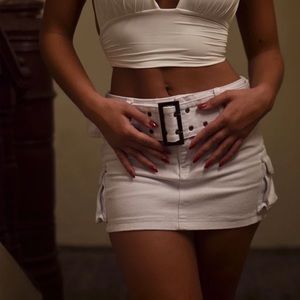 Princess Poly ICONIC CARGO MINI SKIRT WHITE